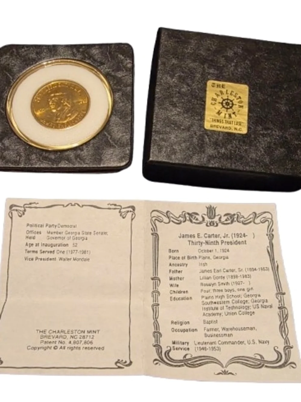 📣Vintage 🪙 39th President 🇺🇲 James E. Carter 24kt Plated Commemorative Coin